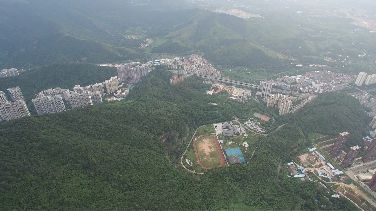 Looking down over the city from the top of Wutong Mountain
