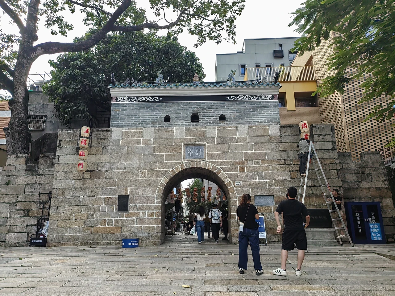 The east gate, with the walled town's lanes running behind it