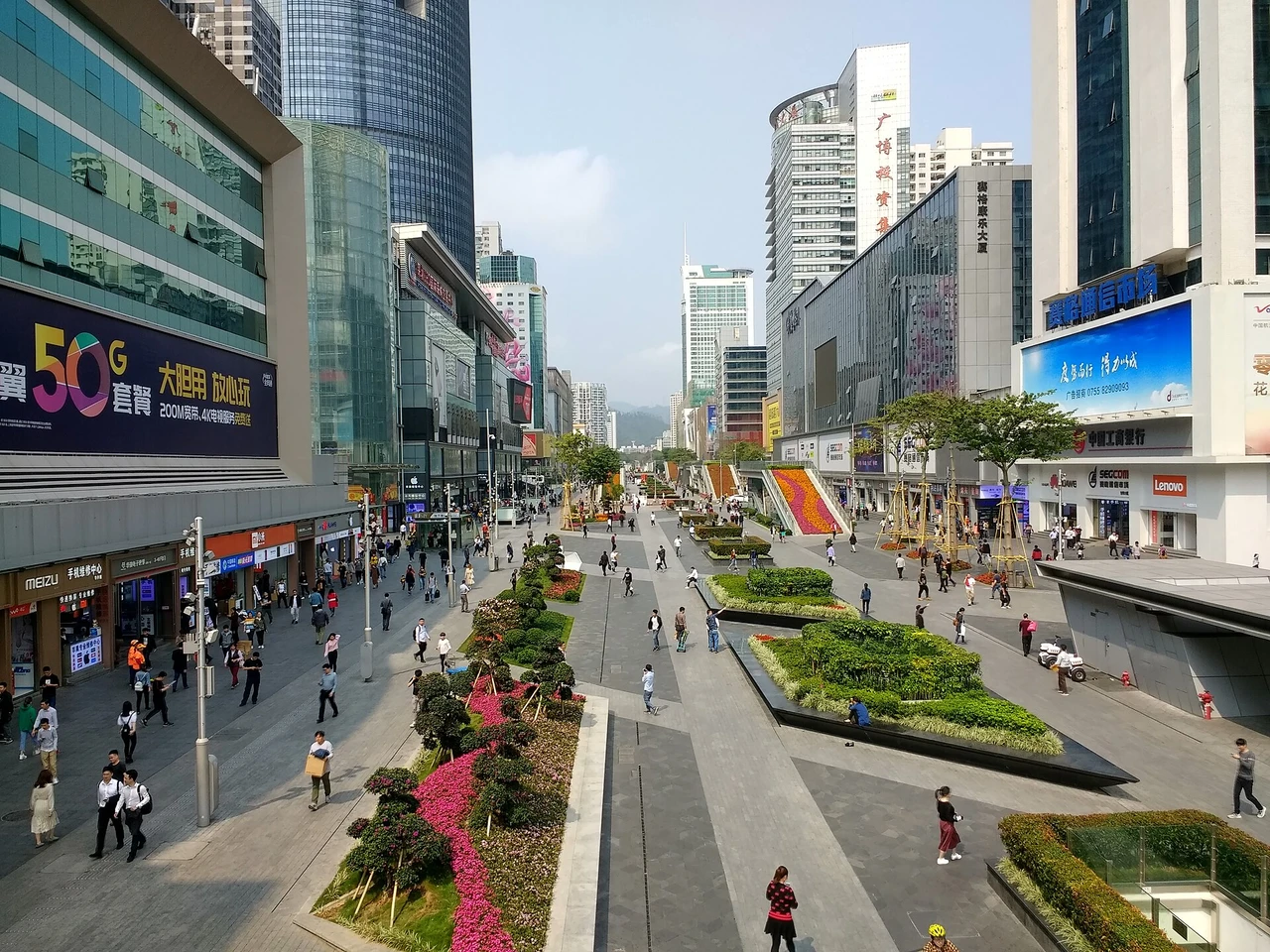 The Huaqiangbei pedestrian street
