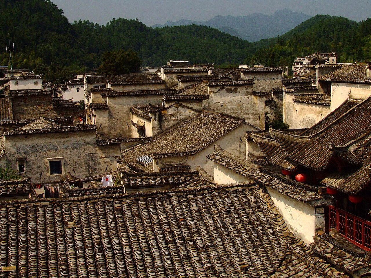 Historic Huizhou rooftops in Xidi Village